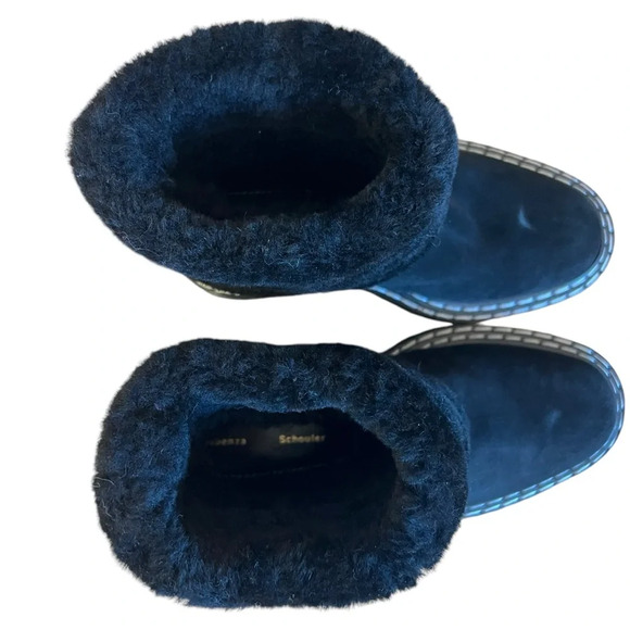 Proenza Schouler Shearling Lined Suede Lug Sole Ankle Boots Black IT 36.5 NWOB - Picture 8 of 11